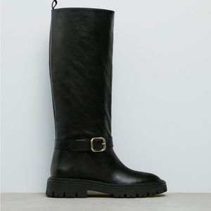 Zara Black Leather tall boots